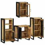 Bathroom Furniture Set with Shelf 4 pcs Brown Solid Mango Wood 3305700