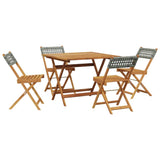 5 Piece Garden Dining Set Grey Poly Rattan and Solid Wood 3281779