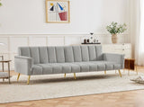 Modern Adjustable Velvet Sofa Bed with MultiPosition Backrest & Armrests, Metal Legs, Convertible N895P485351G