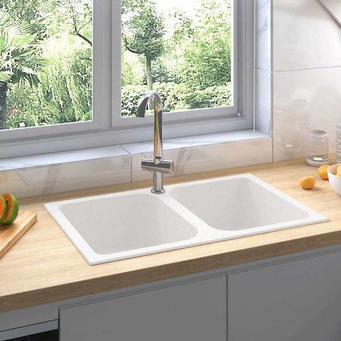 Kitchen Sink White 76 x 48 x 30 cm Granite 147084