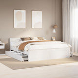 Bed Frame without Mattress with Headboard White 200x200 cm Solid Wood Pine 3308754