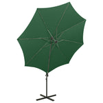 ZNTS Cantilever Garden Parasol with Pole and LED Lights Green 300 cm 312337