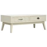 Coffee Table with 2 Drawers Carving Grey 110x50x40 cm Wood 285751
