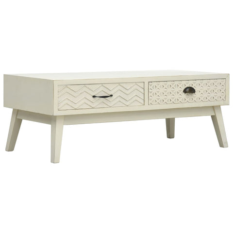 Coffee Table with 2 Drawers Carving Grey 110x50x40 cm Wood 285751