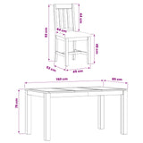 Dining Set 5 pcs Black Solid Oak Wood 3430349
