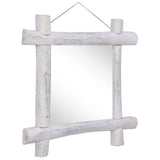 Log Mirror White 70x70 cm Solid Reclaimed Wood 283932