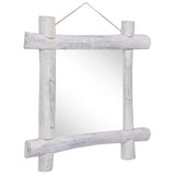 Log Mirror White 70x70 cm Solid Reclaimed Wood 283932