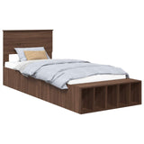 Bed Frame with Shelf Brown Oak 90 x 200 cm Engineered Wood 3408416