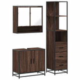 ZNTS 3 Piece Bathroom Furniture Set Brown Oak Engineered Wood 3301159