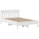 ZNTS Bed Frame without Mattress White 120x200 cm Solid Wood Pine 3323264