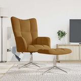 Relaxing Chair with a Stool Brown Velvet 328136