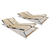 Slatted Bed Bases without Mattress 2 pcs with 28 Slats 90x200 cm 3051429