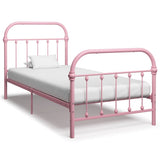 284511 Bed Frame without Mattress Pink Metal 100x200 cm