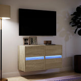 TV Wall Cabinets with LED Lights 2 pcs Sonoma Oak 41x31x45 cm 852276