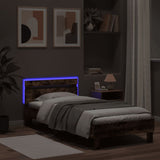Bed Frame without Mattress with LED Lights Smoked Oak 75x190 cm 838754