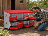 108cm x 53cm x 80cm 8-Compartment Chicken Nesting Box, Galvanized Steel Rollaway Egg Laying Box with W5718P498292