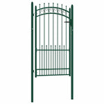 Fence Gate with Spikes Steel 100x175 cm Green 146386
