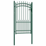 Fence Gate with Spikes Steel 100x175 cm Green 146386