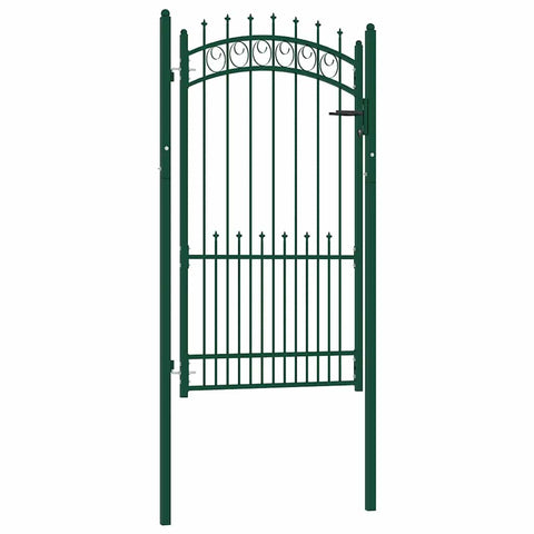 Fence Gate with Spikes Steel 100x175 cm Green 146386