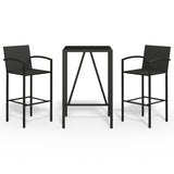 Garden Bar Set Black PE rattan, powder-coated steel, tempered glass 3187651