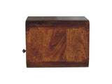 Solid Wood Extra Mini Wall Mounted Curved Chestnut Bedside, 1 Drawer and Open Slot, Dark Brown B2743P403036