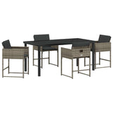 Garden Dining Set with Cushion 5 pcs Grey Poly Rattan 3380014