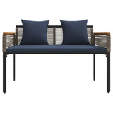 Outdoor Bench Grey and Navy Blue 117 x 54 x 74.5 cm Poly Rattan 42025241