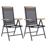 Folding Garden Chairs 2 pcs Aluminium and Textilene Black 41732