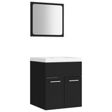 Bathroom Furniture Set Black Engineered Wood 3070857