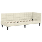 Corner Bed Frame with Headboard Cream 80 x 200 cm Velvet 42016415