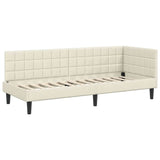 Corner Bed Frame with Headboard Cream 80 x 200 cm Velvet 42016415