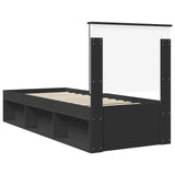 Bed Frame with Headboard Black 75 x 190 cm Solid Pine Wood 3411074