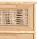 ZNTS Sideboard Brown 40x30x90 cm Solid Wood Pine and Natural Rattan 345644