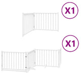 Dog Gate with Door Foldable 6 Panels White 480 cm Poplar Wood 3155729