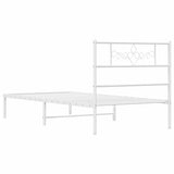 Metal Bed Frame without Mattress with Headboard White 100x200cm 355311