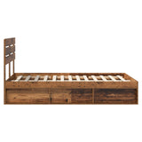 Bed Frame with Headboard Old Wood 135 x 190 cm Solid Pine Wood 3411429