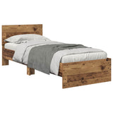 Bed Frame with Headboard Old Wood 75 x 190 cm Engineered Wood 885841