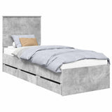 Bed Frame with Drawer Concrete Grey 75 x 190 cm Engineer Wood 3411169