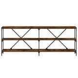 Console Table Smoked Oak 200x30x75 cm Engineered Wood and Iron 832860