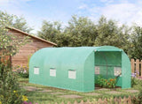 4 x 2 x 2 m Polytunnel Greenhouse with Roll-up Door and 6 Mesh Windows, Walk-in Garden Tunnel Warm T3398P317600