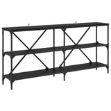 Console Table Black Oak 160 x 30 x 75 cm Engineered Wood 881904
