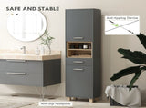Tall Bathroom Storage Cabinet, Bathroom Storage Unit, Freestanding Bathroom Cabinet with Open T3398P341422