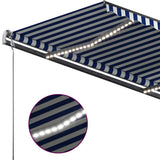 Manual Retractable Awning with LED 450x350 cm Blue and White 3069841