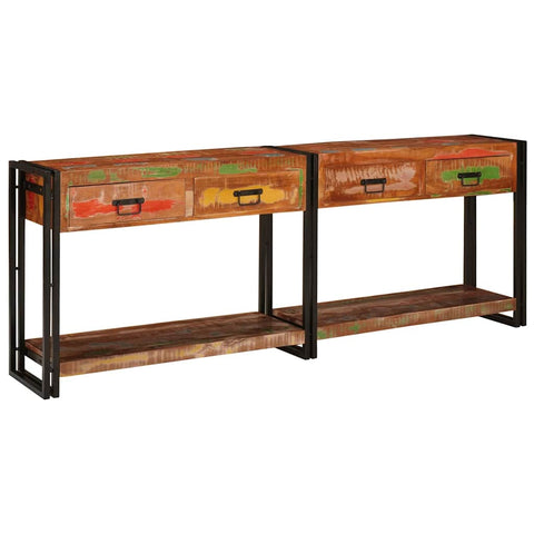 Console Tables with Drawer 2 pcs Multicolour Solid Reclaim wood 3324228
