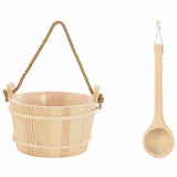 Sauna Bucket 2 pcs Brown Solid Pine Wood and Hemp 42023675