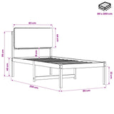 Bed Frame with Upholstered Headboard Natural and Dark Grey 904361