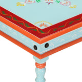 Coffee Table Blue Hand Painted Solid Wood Mango 353763