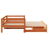 Daybed with Trundle&Drawers without Mattress Wax Brown 90x190 cm Single 3302163