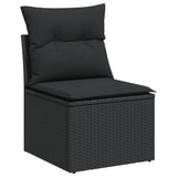 10 Piece Garden Sofa Set with Cushions Black Poly Rattan 3228895