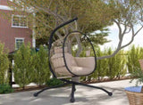 Hanging Egg Chair Outdoor Indoor Swing Chair with Folding Basket and Thickened Cushion, T3398P314186